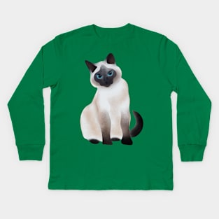 Siamese cat with blue eyes Kids Long Sleeve T-Shirt